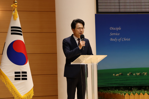 창기총 수석부회장 배성현 목사(창원서머나교회)가 인사를 하고 있다.